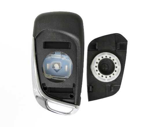 New Peugeot Flip Remote Shell Chrome 3 Button with Battery Holder